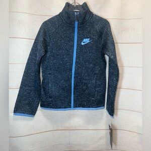 Nike navy blue full-zip fleece jacket speckled pattern with light blue accents